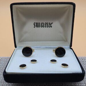 Swank Gold And Black Cuff Links With Accessories B790